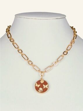 Patricia Nash Round Butterfly Pendant Necklace